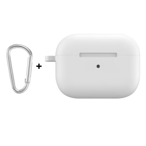 For Apple AirPods Pro 2 2022 ENKAY Thickened Silicone Protective Case with Keychain(White)