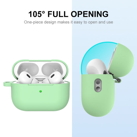 For Apple AirPods Pro 2 2022 ENKAY Thickened Silicone Protective Case with Keychain(Mint Green)