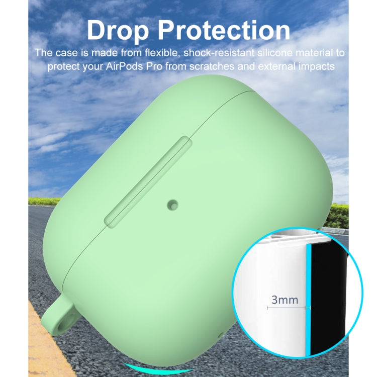 For Apple AirPods Pro 2 2022 ENKAY Thickened Silicone Protective Case with Keychain(Mint Green)