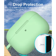 For Apple AirPods Pro 2 2022 ENKAY Thickened Silicone Protective Case with Keychain(Mint Green)