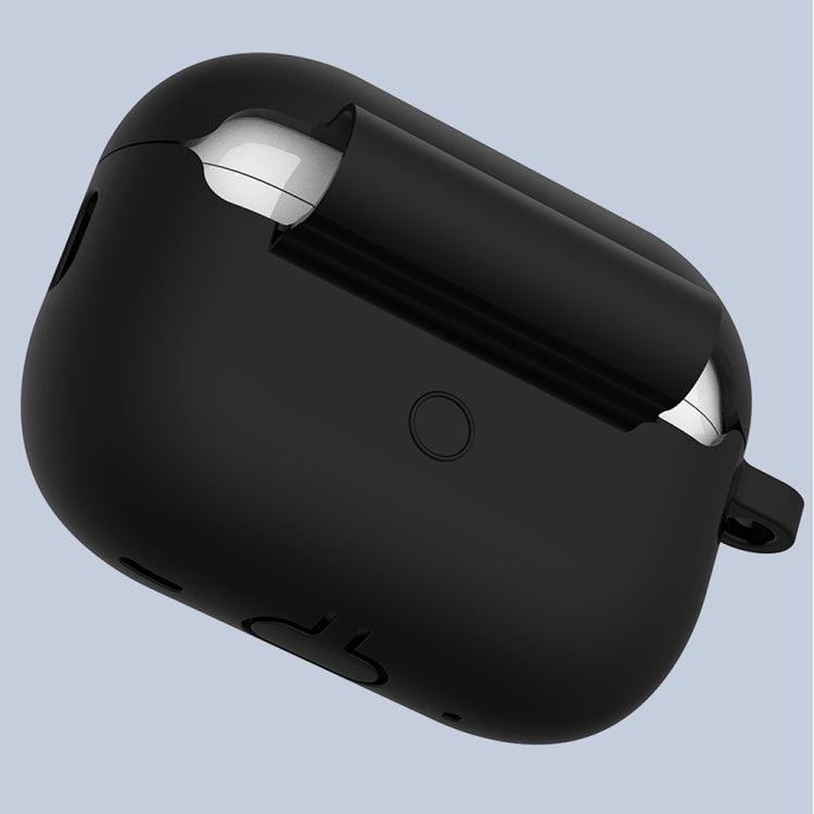 For Apple AirPods Pro 2 2022 ENKAY Thickened Silicone Protective Case with Keychain(Black)