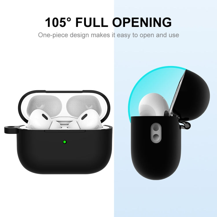 For Apple AirPods Pro 2 2022 ENKAY Thickened Silicone Protective Case with Keychain(Black)