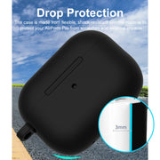 For Apple AirPods Pro 2 2022 ENKAY Thickened Silicone Protective Case with Keychain(Black)