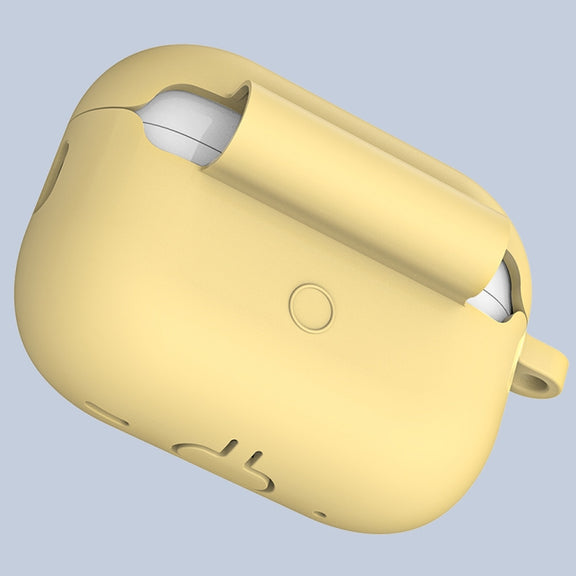 For Apple AirPods Pro 2 2022 ENKAY Thickened Silicone Protective Case with Keychain(Yellow)