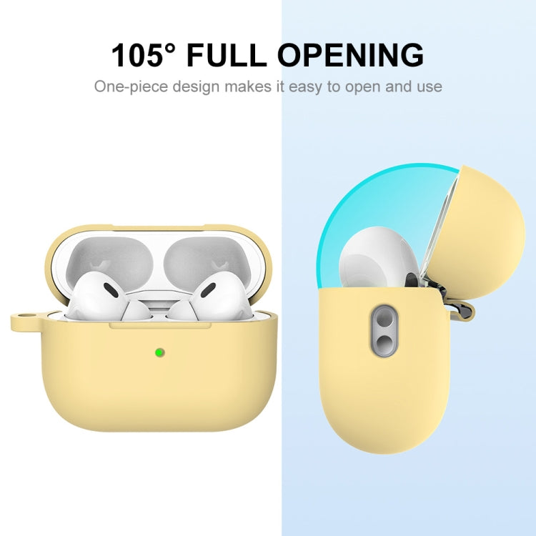 For Apple AirPods Pro 2 2022 ENKAY Thickened Silicone Protective Case with Keychain(Yellow)