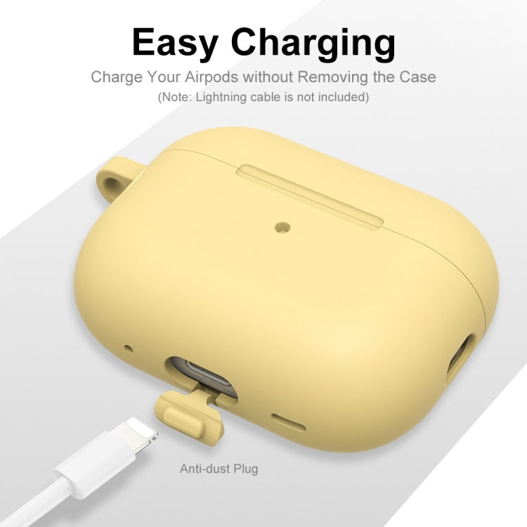 For Apple AirPods Pro 2 2022 ENKAY Thickened Silicone Protective Case with Keychain(Yellow)
