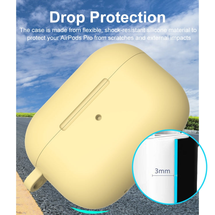 For Apple AirPods Pro 2 2022 ENKAY Thickened Silicone Protective Case with Keychain(Yellow)