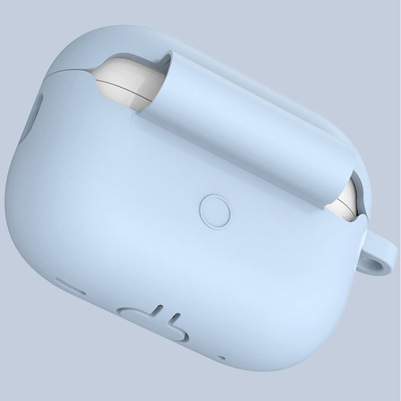 For Apple AirPods Pro 2 2022 ENKAY Thickened Silicone Protective Case with Keychain(Light Blue)