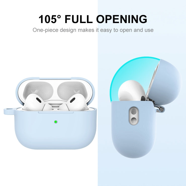 For Apple AirPods Pro 2 2022 ENKAY Thickened Silicone Protective Case with Keychain(Light Blue)