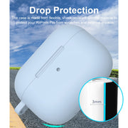 For Apple AirPods Pro 2 2022 ENKAY Thickened Silicone Protective Case with Keychain(Light Blue)