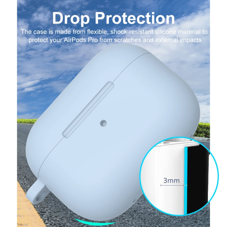For Apple AirPods Pro 2 2022 ENKAY Thickened Silicone Protective Case with Keychain(Light Blue)