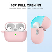 For Apple AirPods Pro 2 2022 ENKAY Thickened Silicone Protective Case with Keychain(Matte Pink)