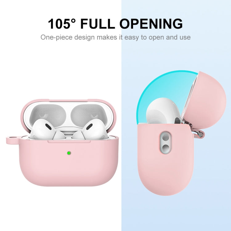 For Apple AirPods Pro 2 2022 ENKAY Thickened Silicone Protective Case with Keychain(Matte Pink)