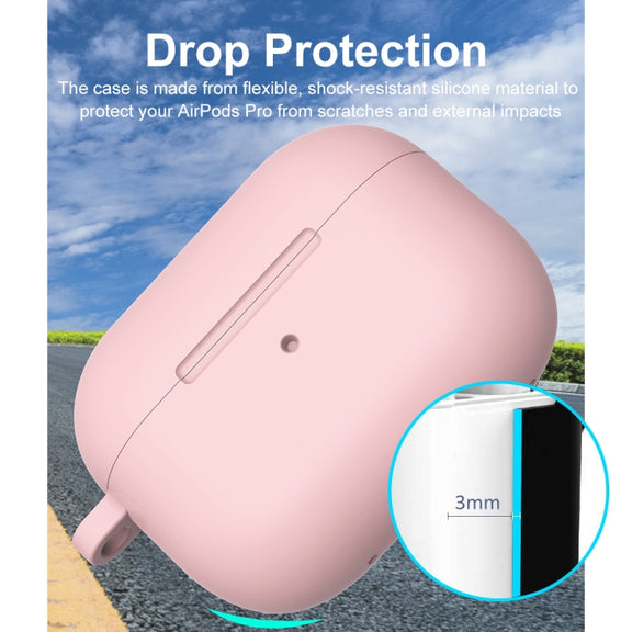 For Apple AirPods Pro 2 2022 ENKAY Thickened Silicone Protective Case with Keychain(Matte Pink)