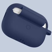 For Apple AirPods Pro 2 2022 ENKAY Thickened Silicone Protective Case with Keychain(Dark Blue)