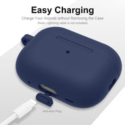 For Apple AirPods Pro 2 2022 ENKAY Thickened Silicone Protective Case with Keychain(Dark Blue)