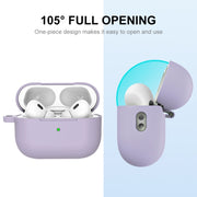 For Apple AirPods Pro 2 2022 ENKAY Thickened Silicone Protective Case with Keychain(Lavender Purple)
