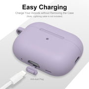 For Apple AirPods Pro 2 2022 ENKAY Thickened Silicone Protective Case with Keychain(Lavender Purple)