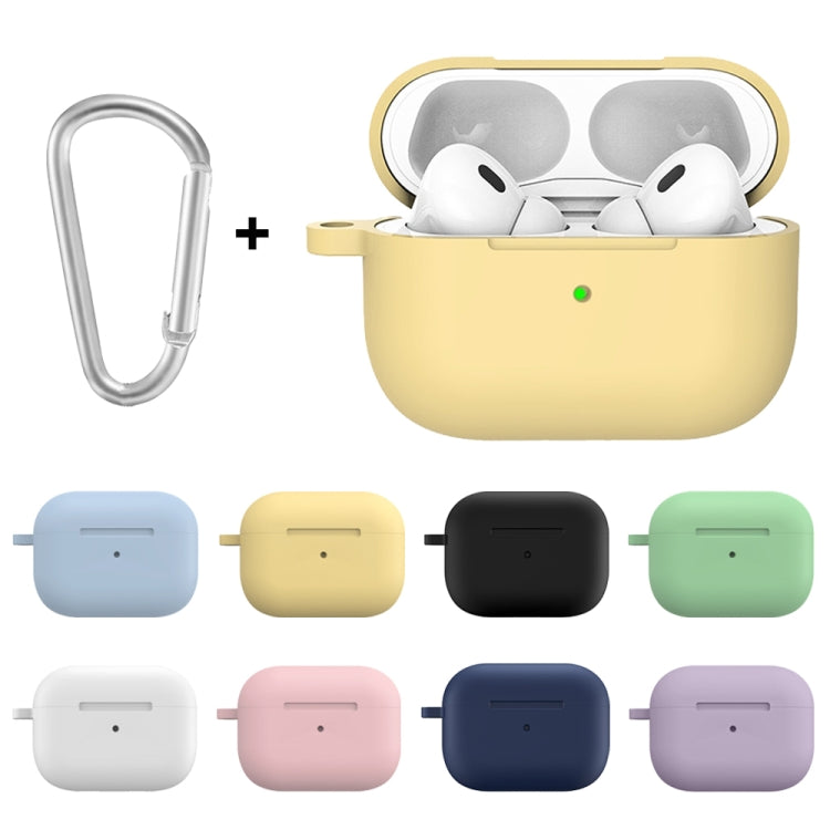 For Apple AirPods Pro 2 2022 ENKAY Thickened Silicone Protective Case with Keychain(Dark Blue)
