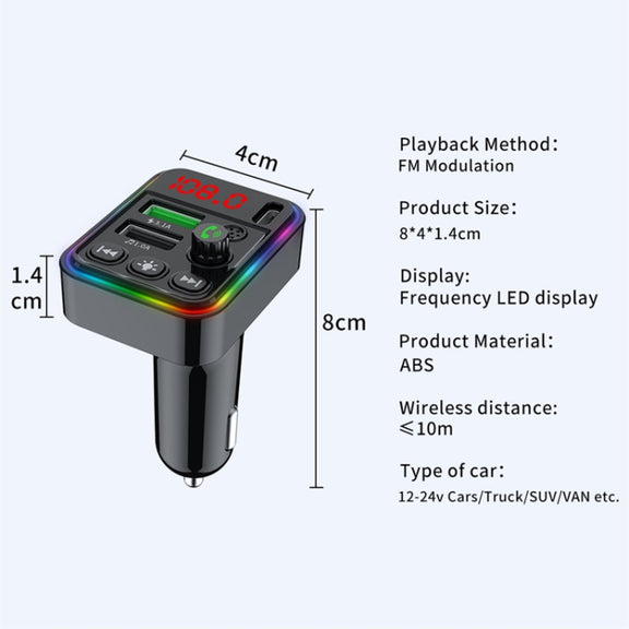 F19 Fast Charging Dual USB Blue Tooth Transmisor  Car Mp3 Player