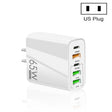 65W Dual PD Type-C + 3 x USB Multi Port Charger for Phone and Tablet PC, US Plug(White) - USB Charger by PMC TechLife | Online Shopping South Africa | PMC TechLife | Buy Now Pay Later Mobicred