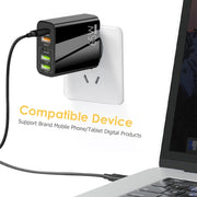 65W Dual PD Type-C + 3 x USB Multi Port Charger for Phone and Tablet PC, US Plug(White)