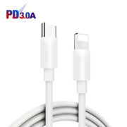 65W Dual PD Type-C + 3 x USB Multi Port Charger with 3A Type-C to 8 Pin Data Cable, EU Plug(Black)