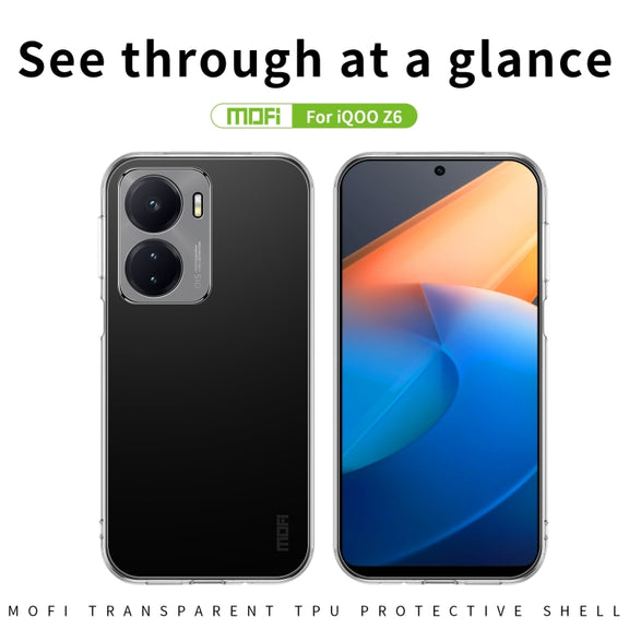 For vivo iQOO Z6 MOFI Ming Series Ultra-thin TPU Phone Case(Transparent)