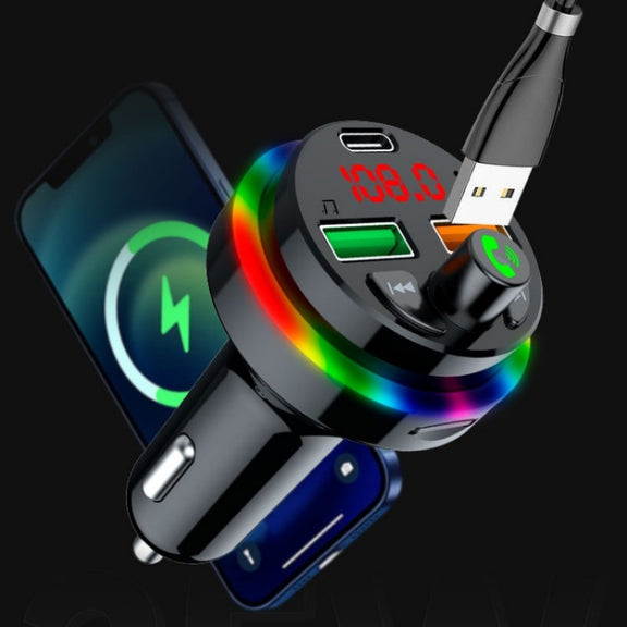 PDF17 Car Bluetooth 5.0 Charger FM Transmitter Type-C Dual USB MP3 Music Player
