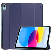 For iPad 2025 / 2022 ENKAY Tri-fold Custer Texture Leather Stand Smart Case(Dark Blue)