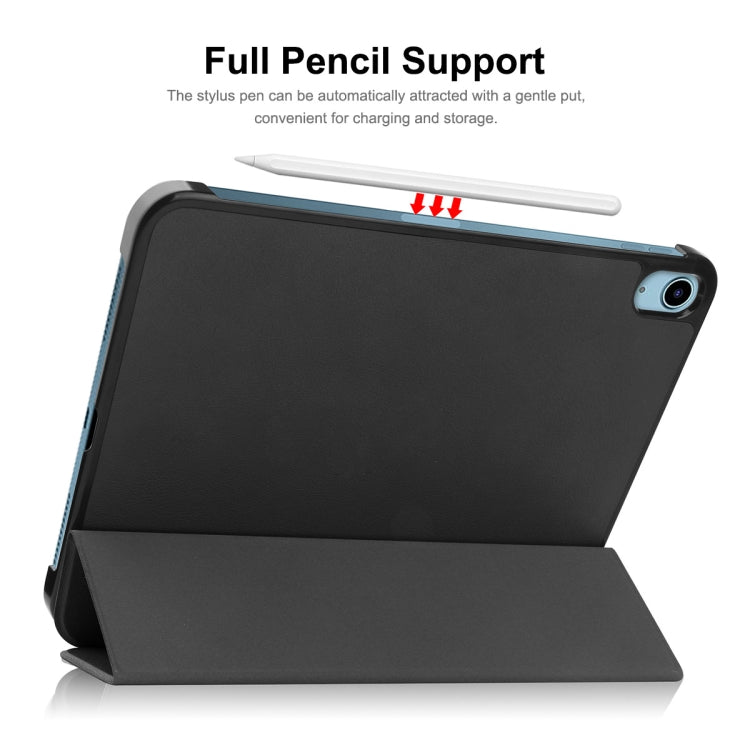 For iPad 2025 / 2022 ENKAY Tri-fold Custer Texture Leather Stand Smart Case(Black)