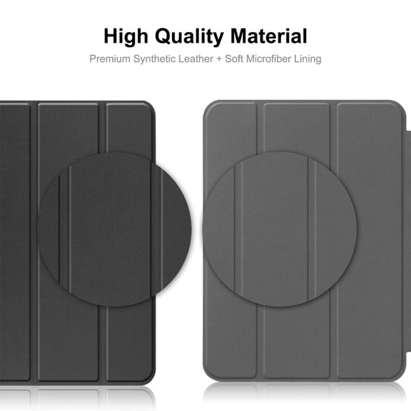 For iPad 2025 / 2022 ENKAY Tri-fold Custer Texture Leather Stand Smart Case(Black)