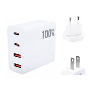 GaN 100W Dual USB + Dual USB-C/Type-C Multi Port Charger with 2m Type-C to Type-C Data Cable Set US / EU Plug