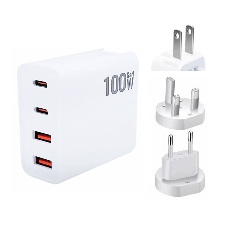 GaN 100W Dual USB + Dual USB-C/Type-C Multi Port Charger with 2m Type-C to Type-C Data Cable Set US / EU / UK Plug