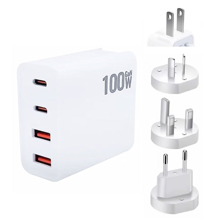 GaN 100W Dual USB + Dual USB-C/Type-C Multi Port Charger with 2m Type-C to Type-C Data Cable Set US / EU / UK / AU Plug
