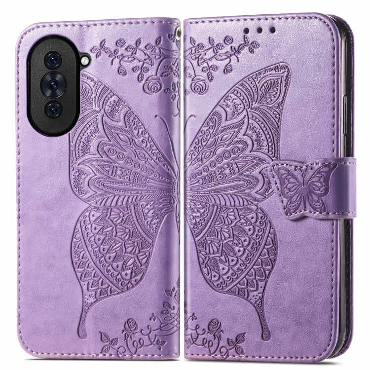 For Huawei Nova 10 Pro Butterfly Love Flower Embossed Leather Phone Case(Lavender)