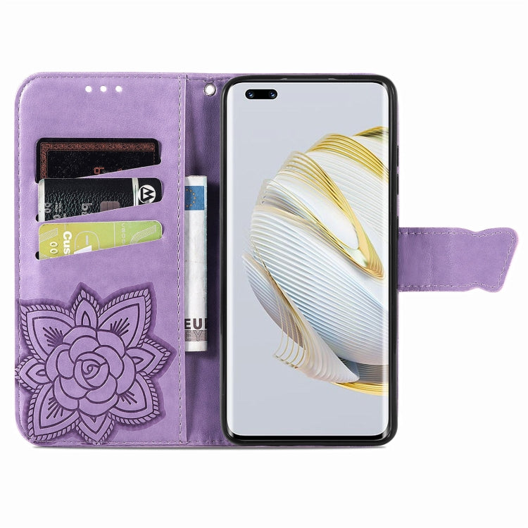 For Huawei Nova 10 Pro Butterfly Love Flower Embossed Leather Phone Case(Lavender)