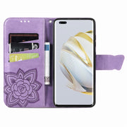 For Huawei Nova 10 Pro Butterfly Love Flower Embossed Leather Phone Case(Lavender)