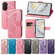 For Huawei Nova 10 Pro Butterfly Love Flower Embossed Leather Phone Case(Lavender)