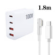 GaN 100W Dual USB+Dual USB-C/Type-C Multi Port Charger with  1.8m Type-C to MagSafe 1 / L Header Data Cable US Plug - Cable & Adapter by PMC Jewellery | Online Shopping South Africa | PMC Jewellery | Buy Now Pay Later Mobicred