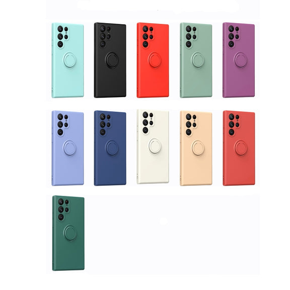For Samsung Galaxy S23 Ultra 5G Ring Kickstand TPU Silicone Phone Case(Lavender Purple)