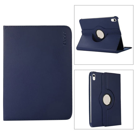 For iPad 2025 / 2022 ENKAY Hat-Prince 360 Degree Rotation Litchi Leather Smart Tablet Case(Dark Blue)