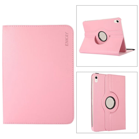 For iPad 2025 / 2022 ENKAY Hat-Prince 360 Degree Rotation Litchi Leather Smart Tablet Case(Pink)