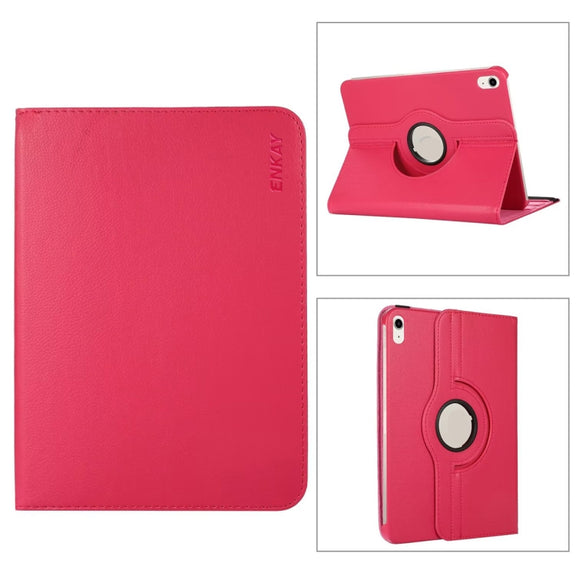 For iPad 2025 / 2022 ENKAY Hat-Prince 360 Degree Rotation Litchi Leather Smart Tablet Case(Rose)