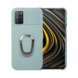 For Xiaomi Poco M3 Ring Holder Litchi Texture Genuine Leather Phone Case(Cyan) - Xiaomi Cases by PMC TechLife | Online Shopping South Africa | PMC TechLife | Buy Now Pay Later Mobicred