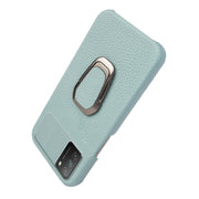 For Xiaomi Poco M3 Ring Holder Litchi Texture Genuine Leather Phone Case(Cyan)