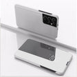 For Samsung Galaxy S23 Ultra 5G Plated Mirror Leather Phone Case with Holder(Silver) - Galaxy S23 5G Cases by PMC TechLife | Online Shopping South Africa | PMC TechLife | Buy Now Pay Later Mobicred