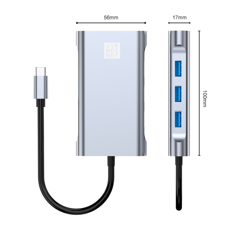 JUNSUNMAY 7 in 1 Type-C to 4K HDMI / VGA / 1000M Ethernet Docking Station Adapter USB C Hub