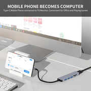 JUNSUNMAY 6 in 1 Type-C to 4K HDMI Docking Station Adapter USB-C Hub SD/TF Card Reader