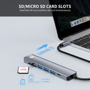 JUNSUNMAY 7 in 1 Type-C to 4K HDMI Docking Station Adapter PD Quick Charge Hub SD/TF Card Reader
